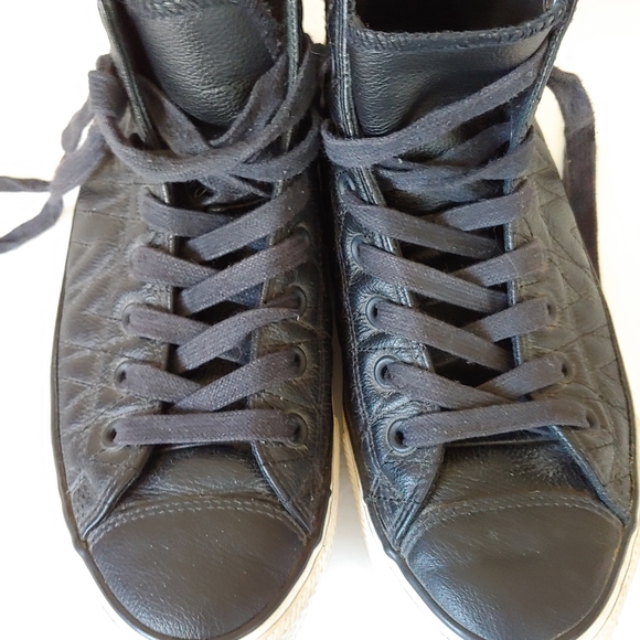 Converse Chuck Taylor All Star Quilted Leather Hi Top Sneakers Black Size 9.5 - Picture 11 of 14